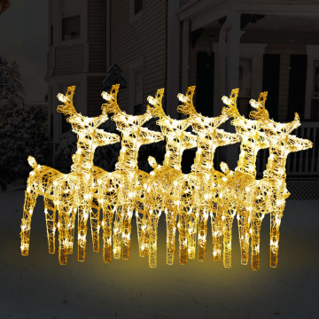 Reni de Crăciun, 6 buc., alb cald, 240 LED-uri, acril - Img 1