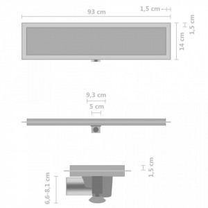 Rigolă de duș cu capac 2-în-1, 93 x 14 cm, oțel inoxidabil - Img 7