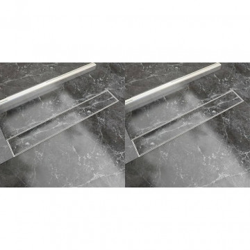 Rigolă liniară de duș 2 buc., 730 x 140 mm, oțel inoxidabil - Img 1