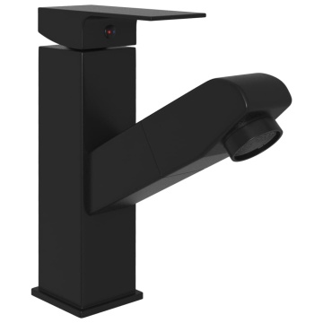 Robinet chiuvetă de baie retractabil, negru, 157x172 mm - Img 3