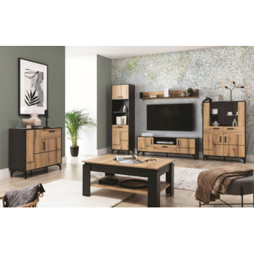 S-LINE SL01 Suport TV 2D1S BLACK/OAK EVOKE - Img 5