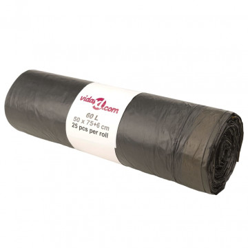 Saci de gunoi cu șnururi 250 buc. negru 60 L - Img 1