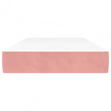 Saltea de pat cu arcuri, roz, 100x200x20 cm, catifea - Img 3