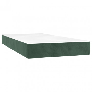 Saltea de pat cu arcuri, verde închis, 100x200x20 cm, catifea - Img 2