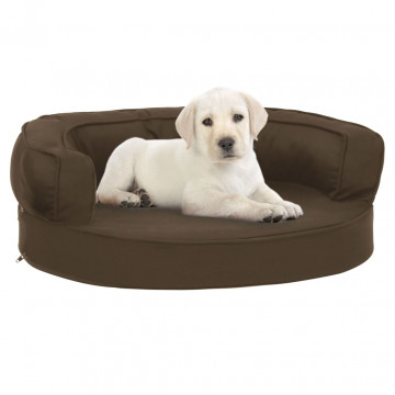 Saltea ergonomică pat de câini, maro, 60x42 cm aspect in/fleece - Img 1