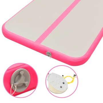 Saltea gimnastică gonflabilă cu pompă roz 300x100x10cm PVC - Img 10
