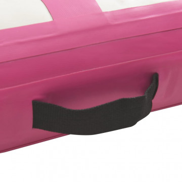 Saltea gimnastică gonflabilă cu pompă roz 300x100x15 cm PVC - Img 5
