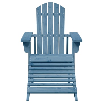 Scaun Adirondack cu taburet, albastru, lemn masiv de brad - Img 3