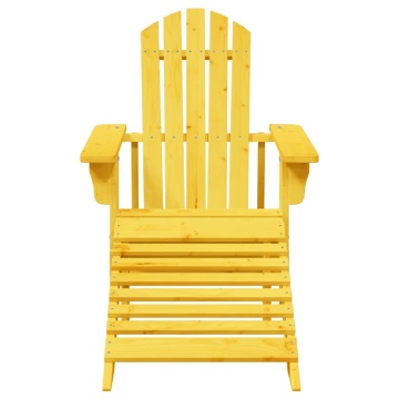 Scaun Adirondack cu taburet, galben, lemn masiv de brad - Img 3