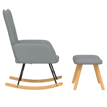 Scaun balansoar cu taburet, gri deschis, textil - Img 4