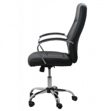 Scaun birou OFF 331, mecanism inclinare, piele ecologica, baza cromata, 110 kg, negru - Img 3