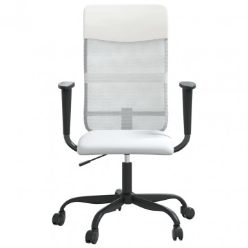 Scaun de birou, alb, plasă textilă și piele ecologică - Img 3