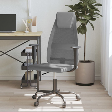 Scaun de birou, gri, plasă textilă și piele ecologică - Img 1