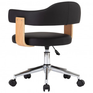 Scaun de birou pivotant, negru, lemn curbat și piele ecologică - Img 8