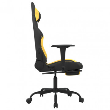 Scaun de gaming cu masaj/suport picioare, negru/galben, textil - Img 8