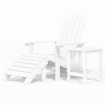 Scaun de grădină Adirondack cu masă și taburet, alb, HDPE - Img 2