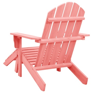 Scaun de grădină cu otoman Adirondack, roz, lemn masiv de brad - Img 4