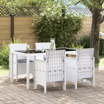 Scaun de grădină Set de 4 Alb, Antracit Plastic, Poliester - Img 1
