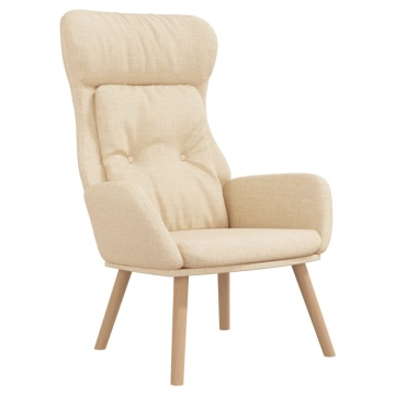 Scaun de relaxare, crem, material textil - Img 2