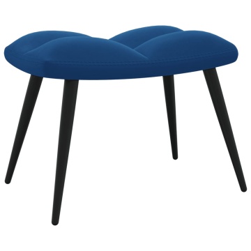 Scaun de relaxare cu taburet, albastru, catifea - Img 5