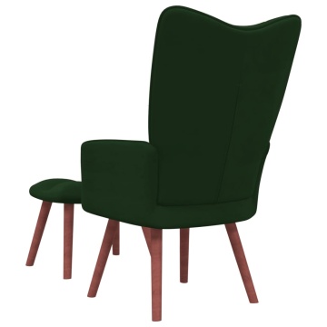 Scaun de relaxare cu taburet, verde închis, catifea - Img 4