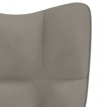 Scaun de relaxare, gri deschis, catifea - Img 7