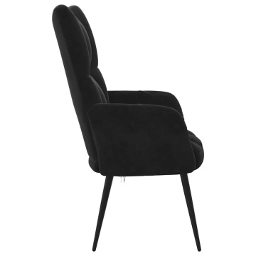 Scaun de relaxare, negru, catifea - Img 3