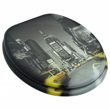 Scaun de toaletă cu capac din MDF, design din porțelan - Img 2