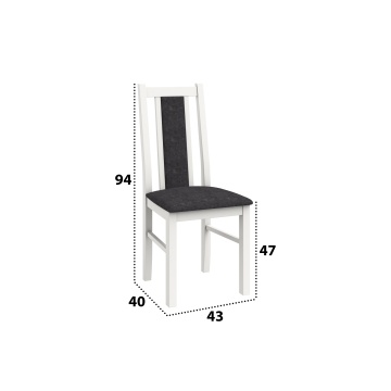 Scaun din lemn masiv de fag tapitat cu stofa S-38 Boss14 B24B, alb - Img 4