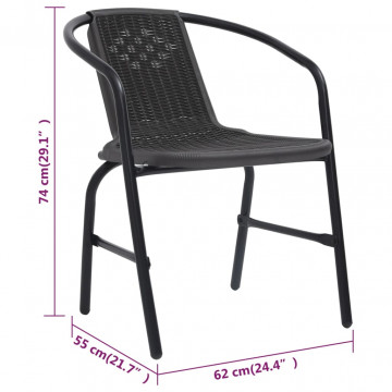 Scaune de grădină, 6 buc., ratan din plastic și oțel, 110 kg - Img 7