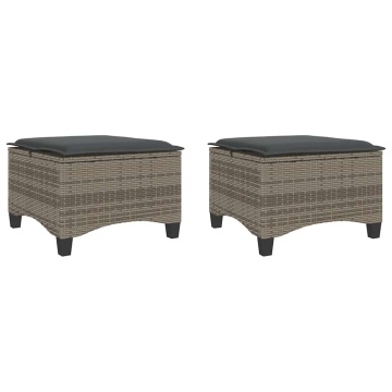 Scaune de grădină cu perne 2 buc Gri 55x55x36 cm Poly Ratan - Img 2