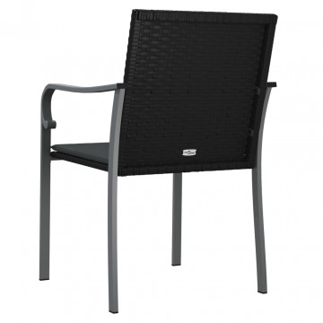 Scaune de grădină cu perne 4 buc. negru 56x59x84 cm poliratan - Img 5