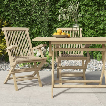 Scaune de grădină pliante 2 buc. gri 56x61x89 cm lemn masiv tec - Img 1