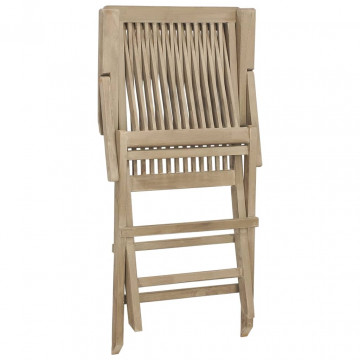 Scaune de grădină pliante 2 buc. gri 56x61x89 cm lemn masiv tec - Img 5