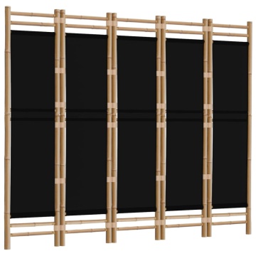 Separator de cameră pliabil cu 5 panouri 200 cm bambus și pânză - Img 3