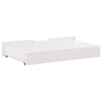 Sertare de pat, 2 buc., 90x55x16 cm, alb, lemn masiv de pin - Img 5
