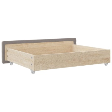 Sertare de pat 2 buc, gri taupe, lemn prelucrat și textil - Img 5