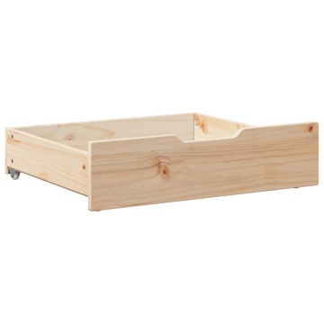 Sertare de pat cu roți, 2 buc., 65x55x16 cm, lemn masiv de pin - Img 4