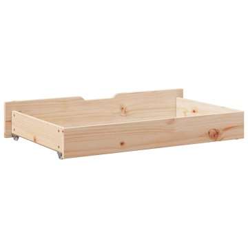 Sertare de pat cu roți, 2 buc., 95x55x16 cm, lemn masiv de pin - Img 5