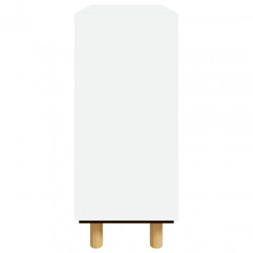 Servantă, alb, 60x30x70 cm, lemn masiv pin și ratan natural - Img 5