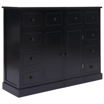 Servantă cu 10 sertare, negru, 113 x 30 x 79 cm, lemn - Img 1