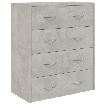 Servantă cu 4 sertare, gri beton, 60x30,5x71 cm - Img 3