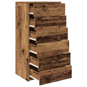 Servantă cu 6 sertare, Lemn vechi, 50 x 34 x 96 cm, PAL - Img 3