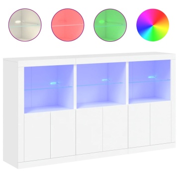 Servantă cu lumini LED, alb, 181,5x37x100 cm - Img 2