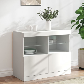 Servantă cu lumini LED, alb, 81x37x67 cm - Img 1