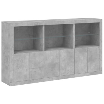 Servantă cu lumini LED, gri beton, 181,5x37x100 cm - Img 3