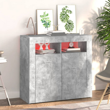 Servantă cu lumini LED, gri beton, 80x35x75 cm - Img 3