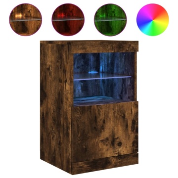 Servantă cu lumini LED, stejar fumuriu, 41x37x67 cm - Img 2