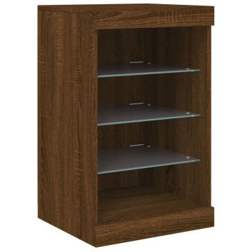 Servantă cu lumini LED, stejar maro, 41x37x67 cm - Img 3