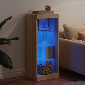Servantă cu lumini LED, stejar sonoma, 41x37x100 cm - Img 3